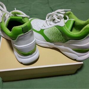 White and Lime Green MK Sneakers
